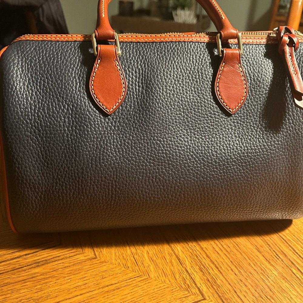 Dooney & Bourke Midnight Navy and Brown Leather Duffel Bag with Wallet - Picture 6 of 15